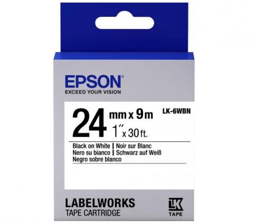 Лента для принтера Epson LK6WBN Std Blk/Wht для LW-600P/700/900P 24 мм 9 м White (C53S656006)