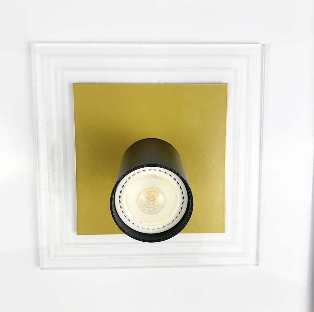 Люстра потолочная LED квадратной формы со спотом/пульт Белый/Черный (310/500х500)