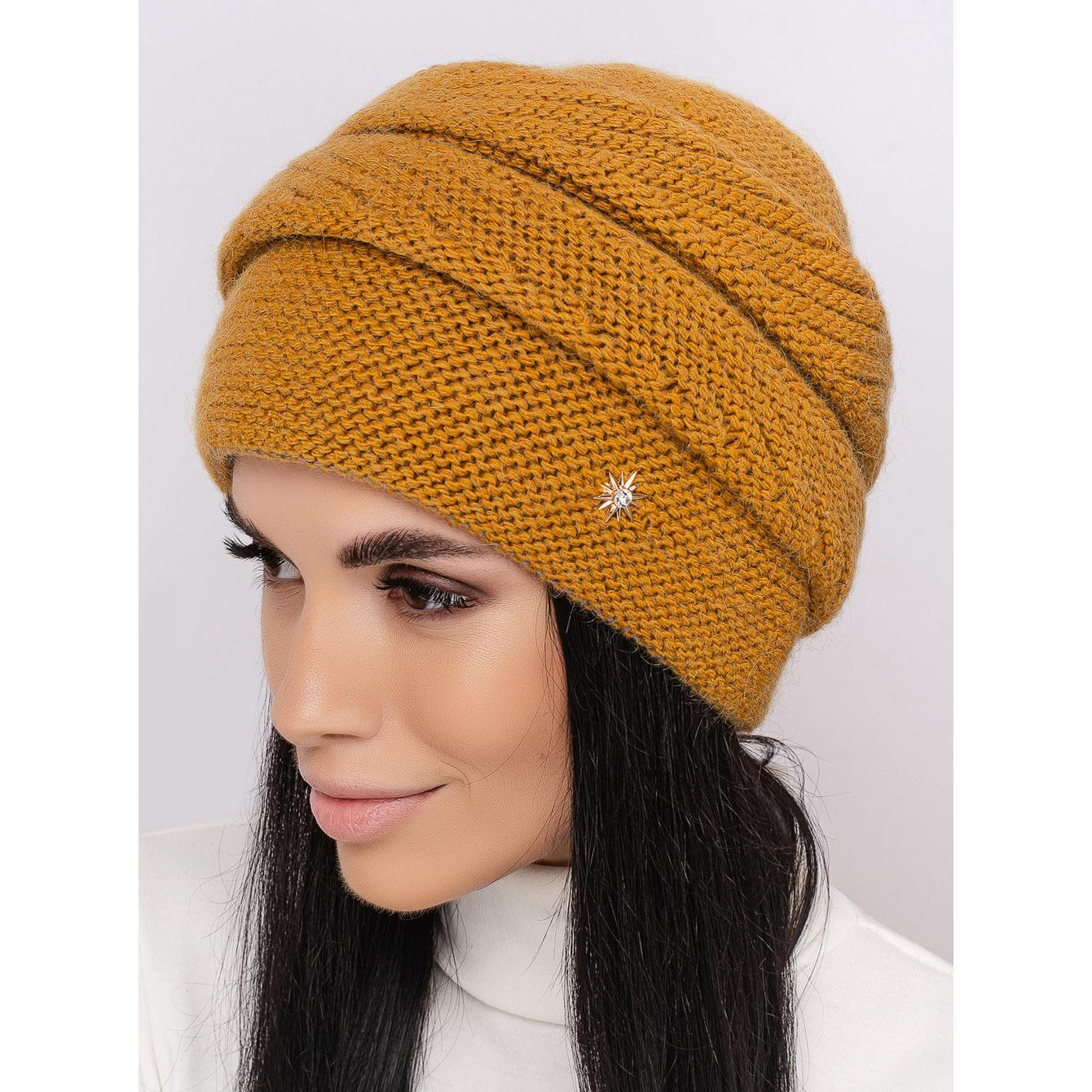 Шапка женская шерстяная двойная Leks Дороти one size Горчичный