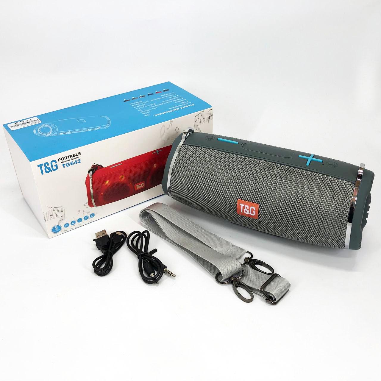 Портативна колонка з RGB підсвічуванням та ремінцем Сірий (TG642) - фото 5
