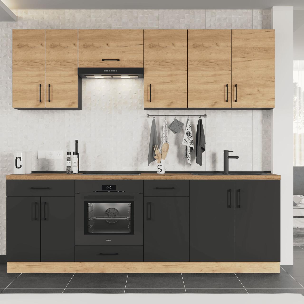 Комплект кухні К-7 Еверест Оптіма зі стільницею 2,4 м Крафт золотий/Антрацит (ЕК-25032) Комплект кухні К-7 Еверест Оптіма зі стільницею 2,4 м Крафт золотий/Антрацит (ЕК-25032)