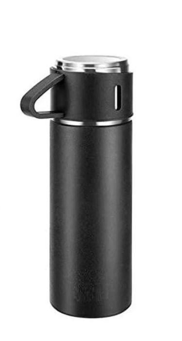 Термос Hot&Cold с вакуумной изоляцией на 500 мл 3 кружки Черный (TV-1)