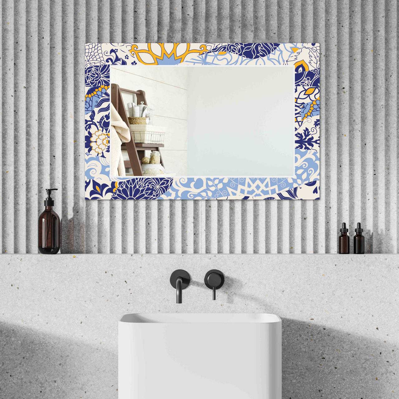 Зеркало на стену NovellaPrint с рисунком плитки прямоугольное 110х70 см (2005.7)