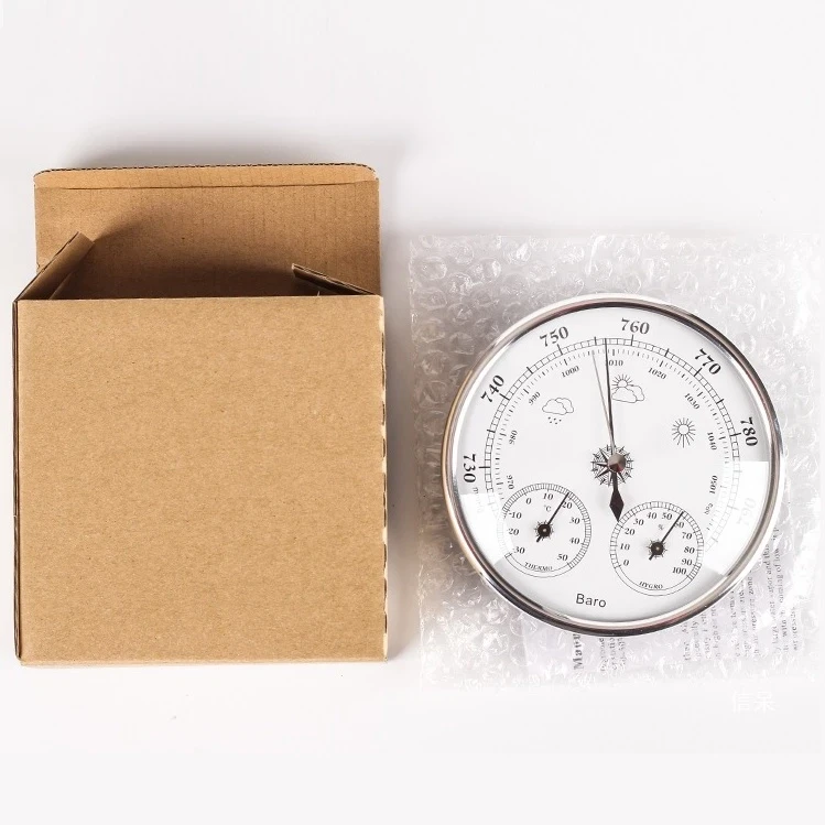 Барометр настінний із термометром гігрометром для дому 13 см Срібний (134801) - фото 8