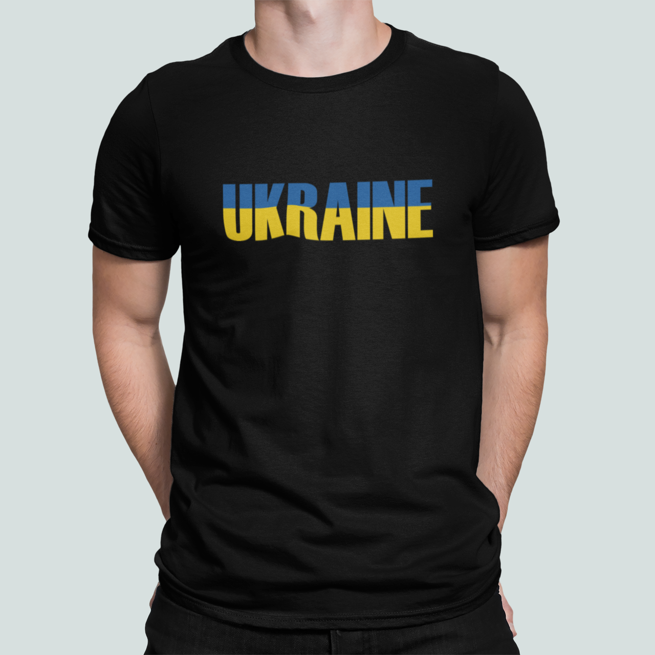 Футболка мужская патриотическая Stedman с принтом "UKRAINE" Украина надпись L Черный (УКР416-3)