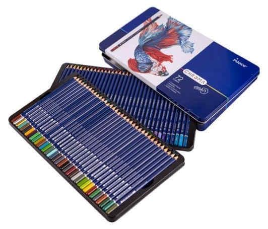 Карандаши цветные Marco Chroma 72 цвета в металлическом кейсе