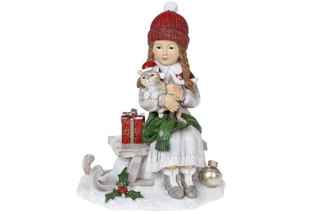 Статуэтка декоративная BonaDi Девочка с кошкой (707-309)