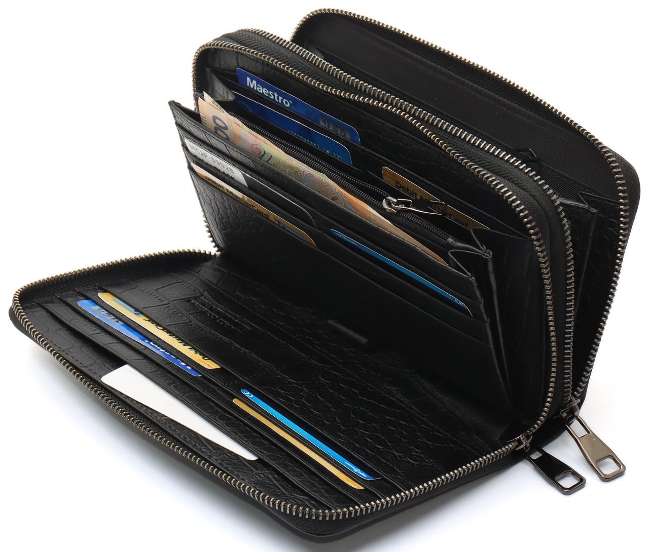 Кошелек-клатч Marco Coverna на две молнии из фактурной натуральной кожи Черный (MCJP-5902B) - фото 6 Кошелек-клатч Marco Coverna на две молнии из фактурной натуральной кожи Черный (MCJP-5902B) - фото 6