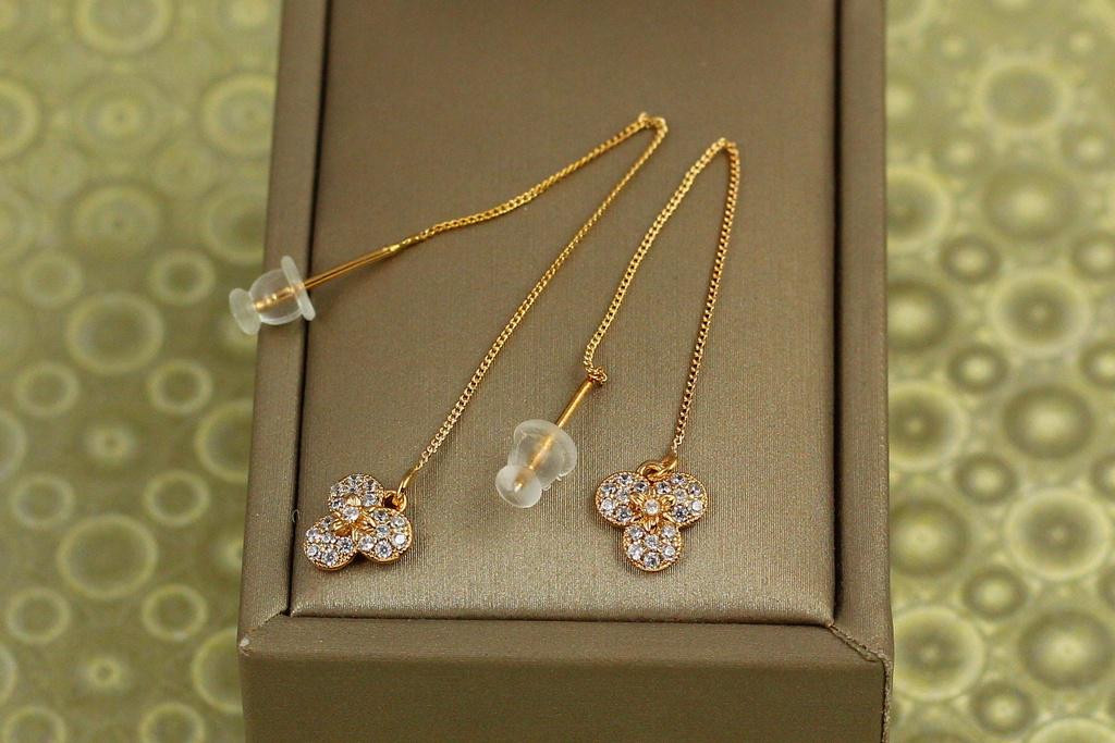 Серьги протяжки Xuping Jewelry Трефа 8,5 см Золотистый (27975336)