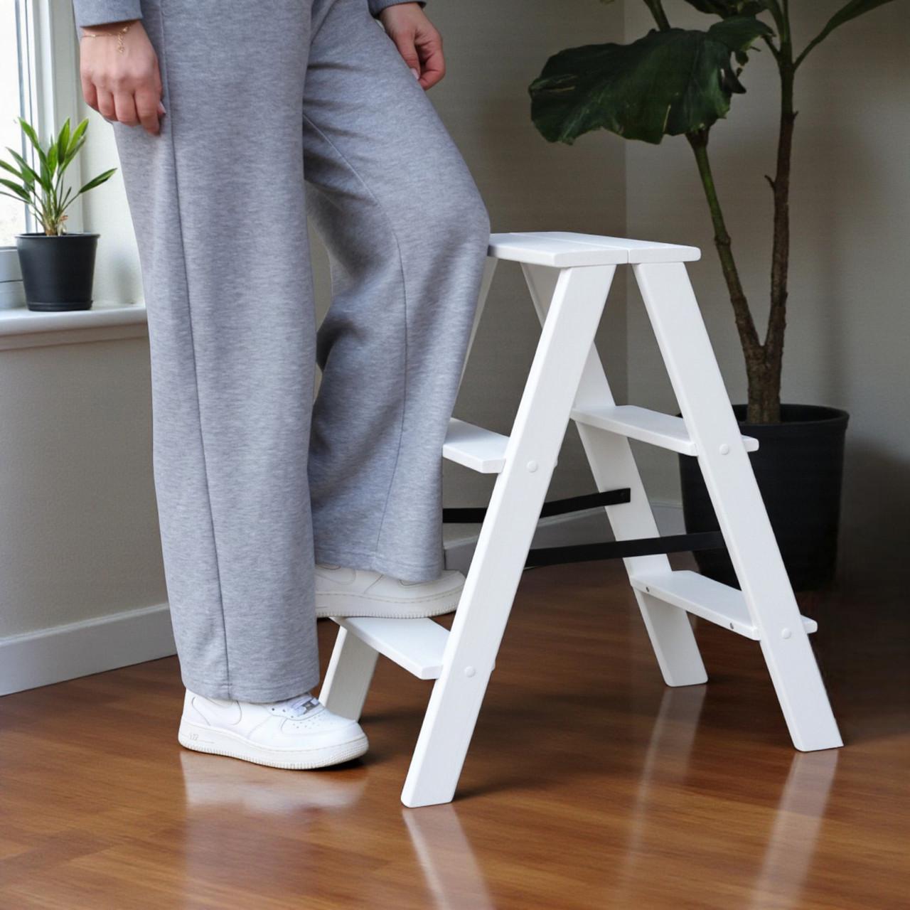 Табурет-лестница деревянный Студія Дерева Вільха Вестерн бытовой двухсторонний 3 ступеньки Белый (31002880) - фото 4 Табурет-лестница деревянный Студія Дерева Вільха Вестерн бытовой двухсторонний 3 ступеньки Белый (31002880) - фото 4