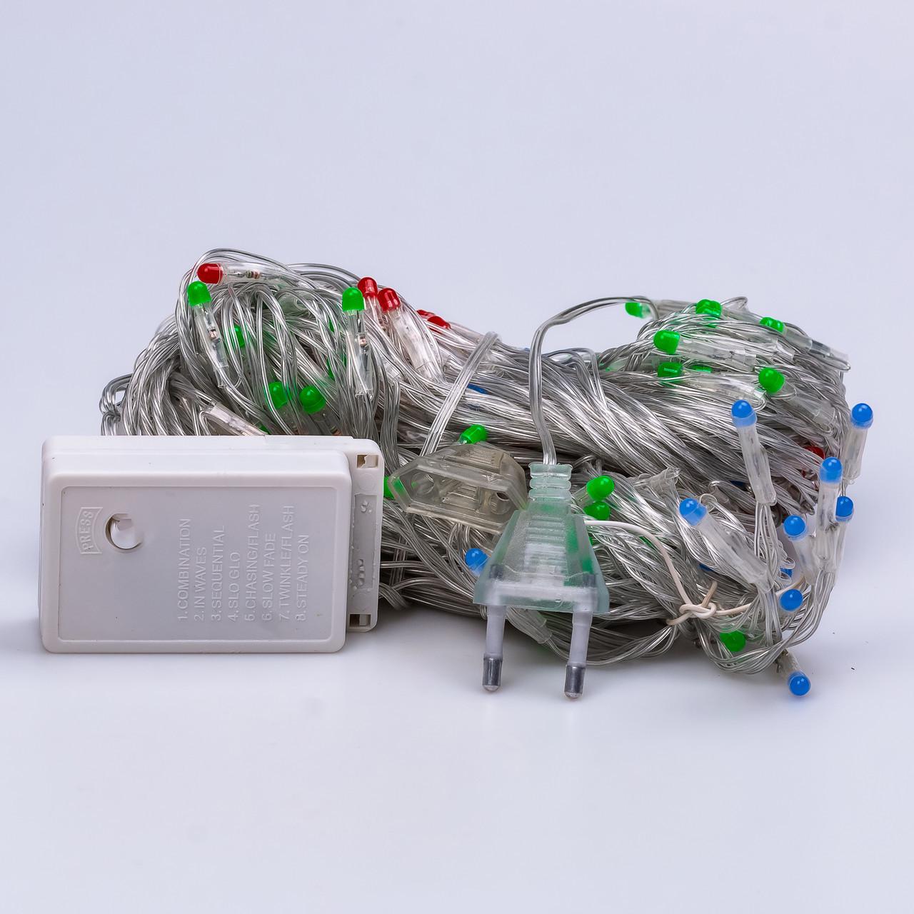 Гирлянда-штора 144 LED светодиодная медный провод 16 нитей 3х2 м (3070)