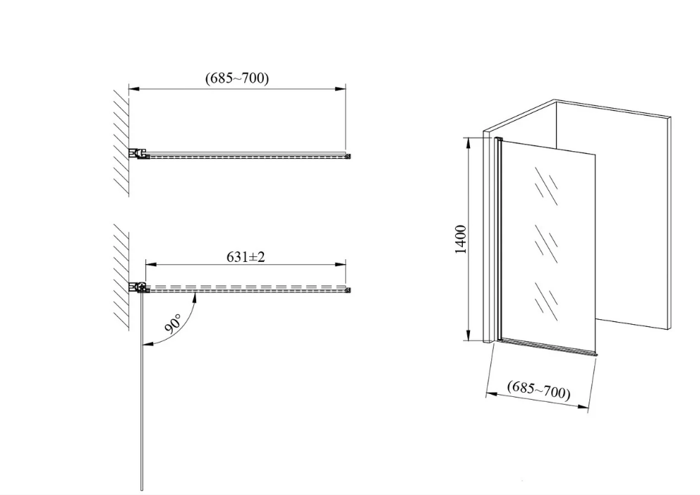 Стеклянная шт.орка для ванны AVKO Glass 542 70х140 см см Clear - фото 2