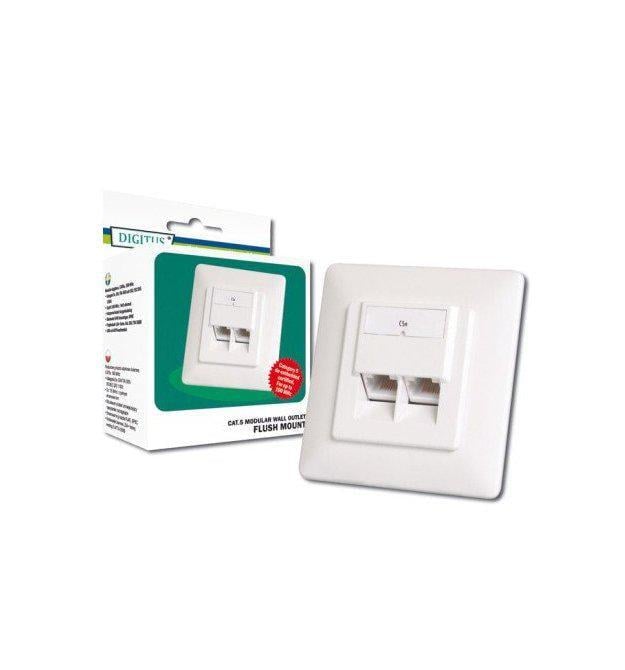 Розетка настенная Digitus CAT 5e 2xRJ45 8P8C для скрытой проводки (ERC-DN-9001-N)