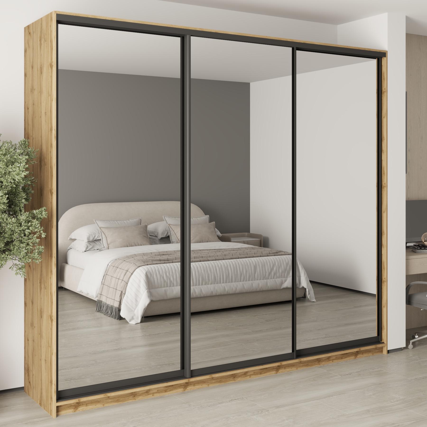 Шафа-купе тридверна MebelStar Комбо BG 3 дзеркала 270x60x240 см Дуб тахо (MBS-9947)