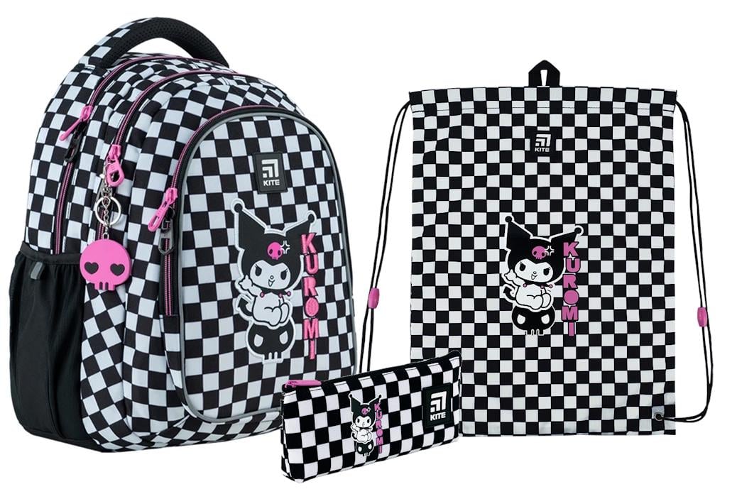 Набор школьный подростковый рюкзак Kite Education teens Kuromi ортопедический/пенал/сумка (202840)