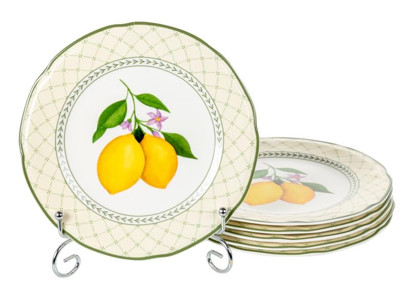 Набор из шести фарфоровых тарелок Lefard Мальфари 922-088 20 см Бежевый/Желтый