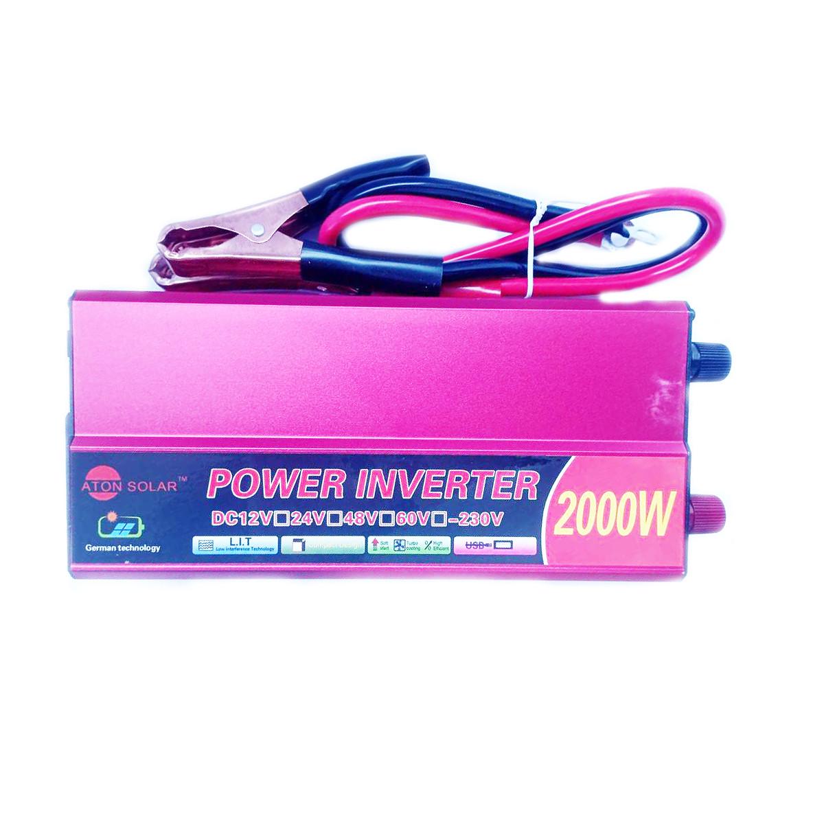 Автомобильный инвертор Aton Solar Power Inverter 023 c 12V на 220V 2000W модифицированная синусоида Red (11057) - фото 2