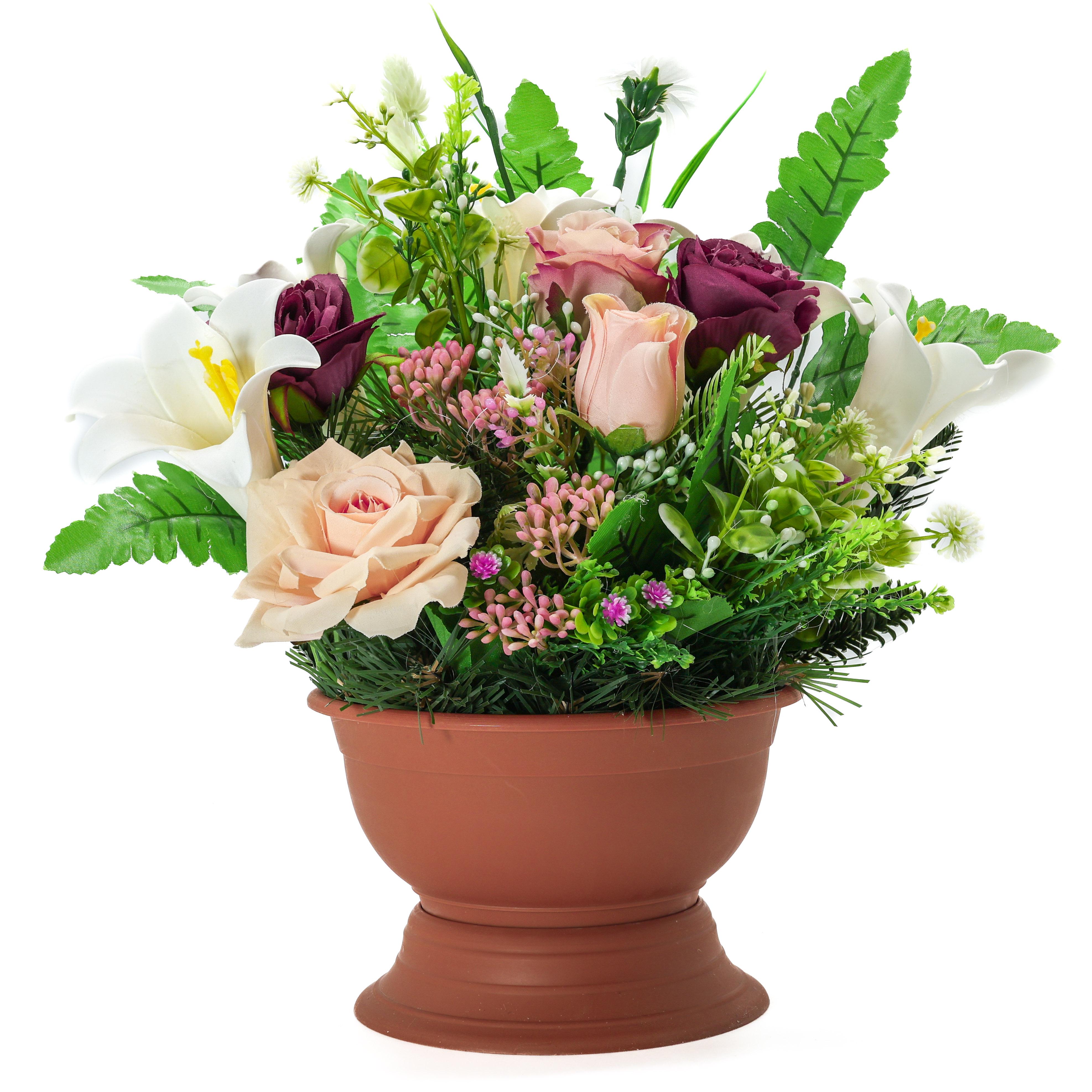 Композиция GALA DECOR из искусственных хризантем и роз в золотистом кашпо 30 см (КВ3030ЛР) Композиция GALA DECOR из искусственных хризантем и роз в золотистом кашпо 30 см (КВ3030ЛР)