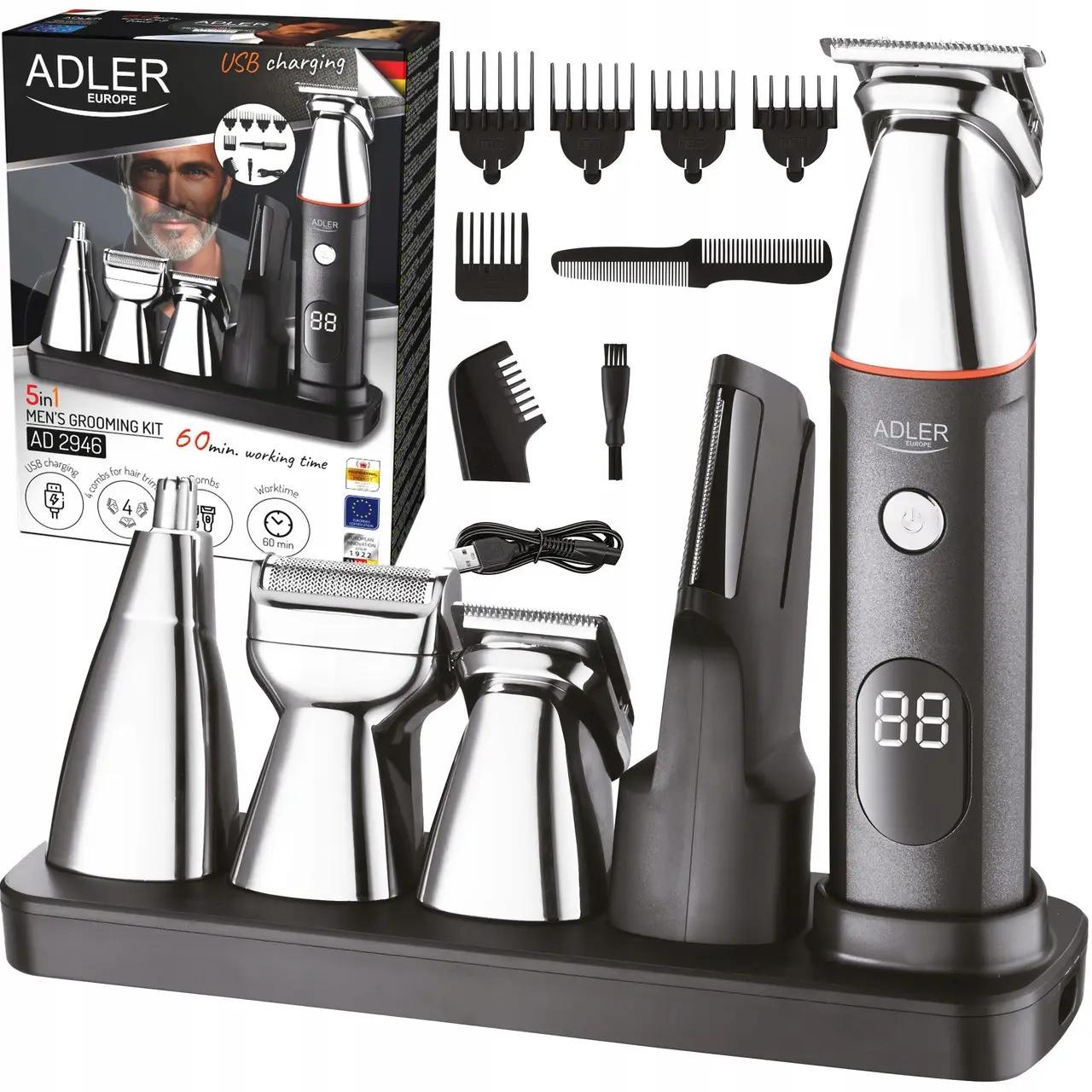 Набор для стрижки волос аккумуляторный с дисплеем Adler AD 2946 5в1 (iz15970)