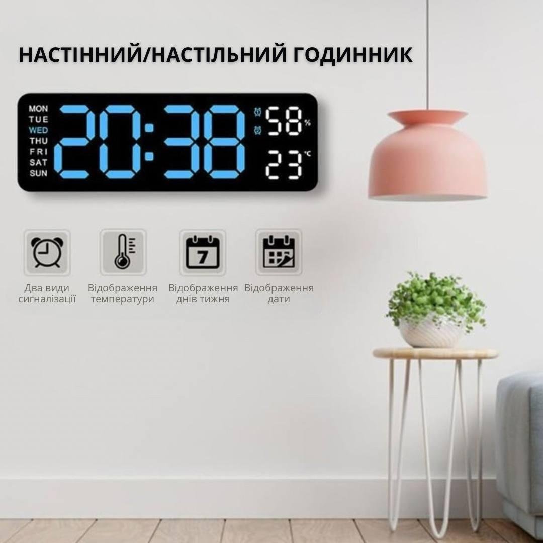 Часы настольные/настенные электронные Bodasan с синими LED цифрами с термометром и будильником (CL02) - фото 2 Часы настольные/настенные электронные Bodasan с синими LED цифрами с термометром и будильником (CL02) - фото 2