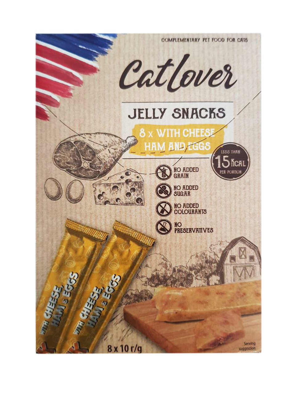 Снеки для котів CatLover JellySnack 8 шт. 10 г у вигляді желе з сиром, шинкою та яйцем (1004909)