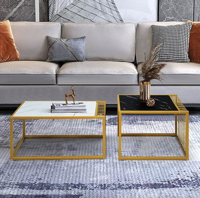 Комплект журнальних столів Costway Scorpion з штучного мармуру (4738) - фото 3 Комплект журнальних столів Costway Scorpion з штучного мармуру (4738) - фото 3