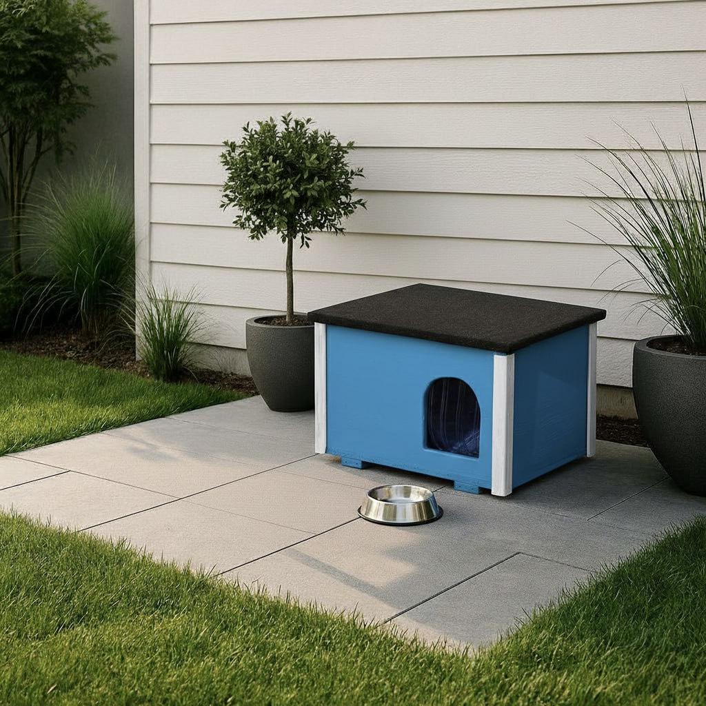 Будка для собаки дерев'яна з дахом що відкривається Блакитний (29081185)