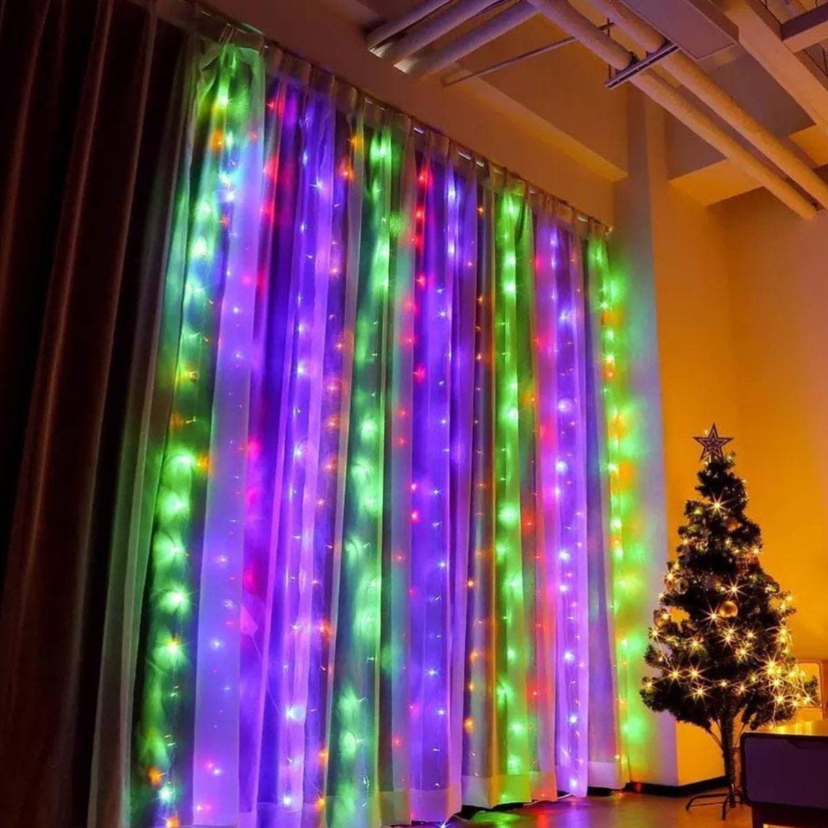 Гірлянда штора на вікно Xmas Водоспад 2х2 м Різнокольоровий