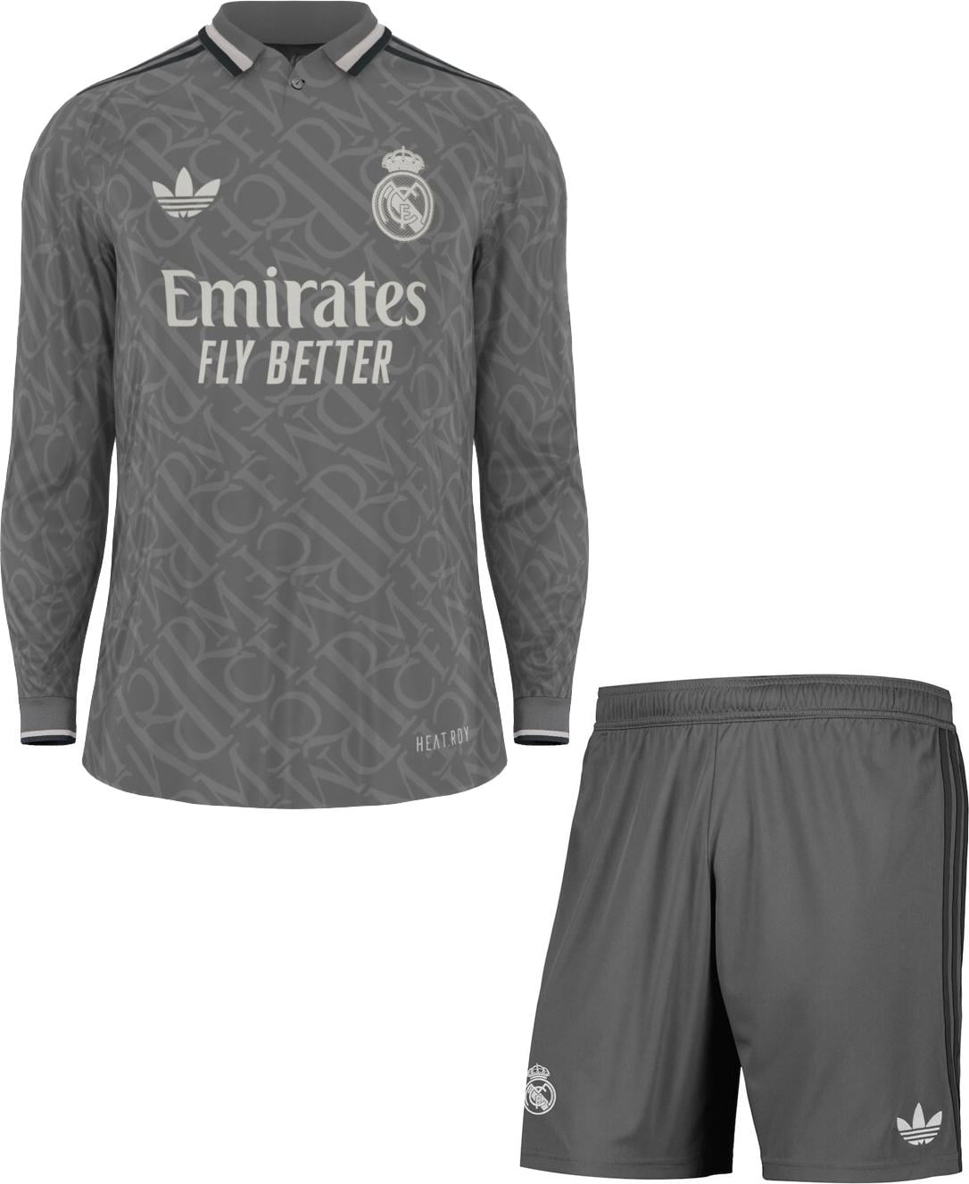 Футбольная форма детская с длинным рукавом Реал Мадрид 2024-2025 резервная 125-135 см Черно-белый (F0037)