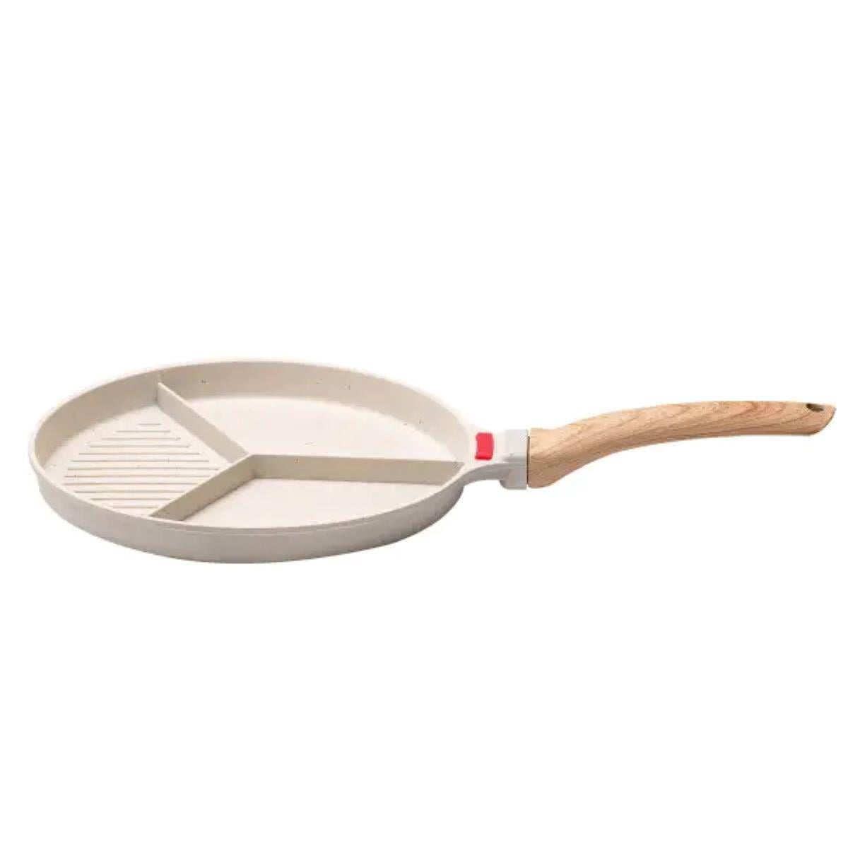 Сковорода гриль на три секции с антипригарным покрытием круглая 25 см Бежевый (HP39575W)