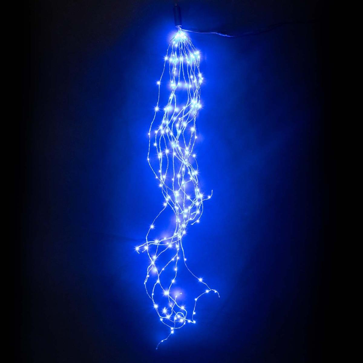 Гірлянда новорічна на мідному дроті Xmas Кінський хвіст 17 ниток 3 м Синій (8116)