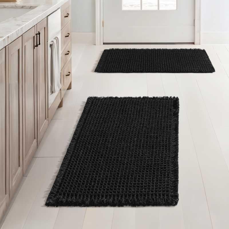 Набір килимків для ванної/туалету вафельний Lovely Svi 2 шт. 50x80 см Чорний (1217255)