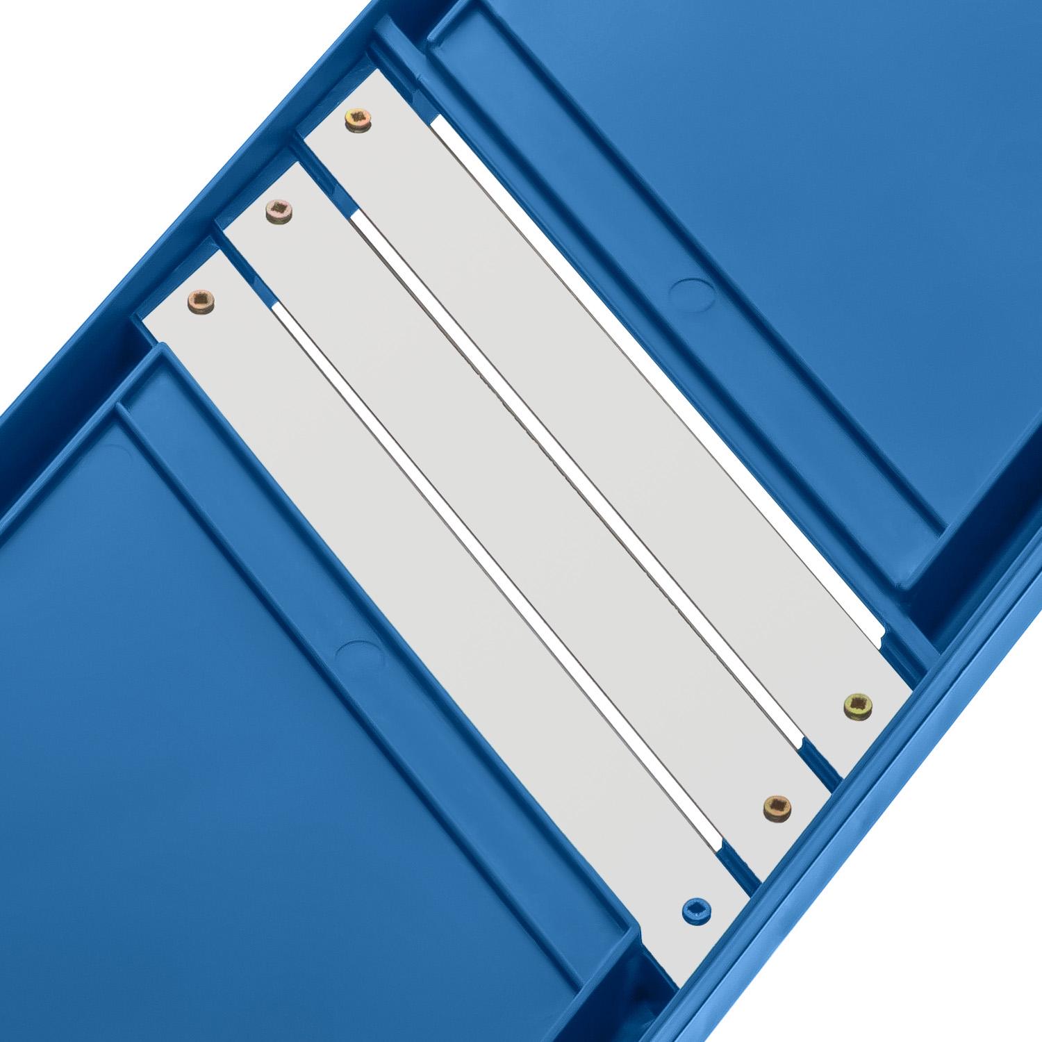 Шинковка для капусты и нарезки овощей/фруктов ручная пластиковая 3 лезвия 16,5х39 см Синий (86941) - фото 9 Шинковка для капусты и нарезки овощей/фруктов ручная пластиковая 3 лезвия 16,5х39 см Синий (86941) - фото 9