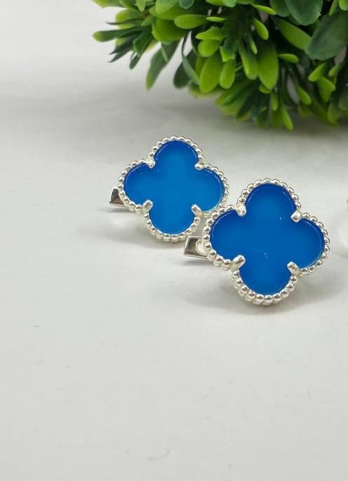 Серьги Ван клиф серебро 925 из камней Голубой агат (3007892596)
