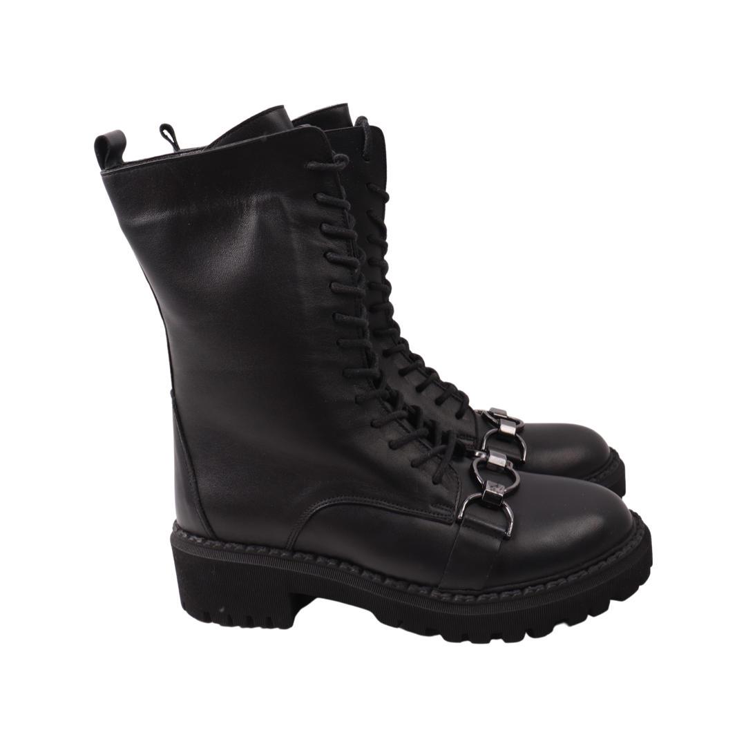 Ботинки женские Aquamarin из кожи р. 39 Черный (2048-22ZHC)