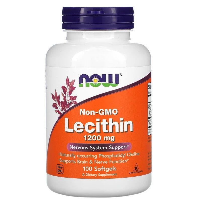 Лецитин соєвий Now Foods Lecithin 1200 мг підтримка нервової системи і мозку 100 м'яких капс. без ГМО - фото 1