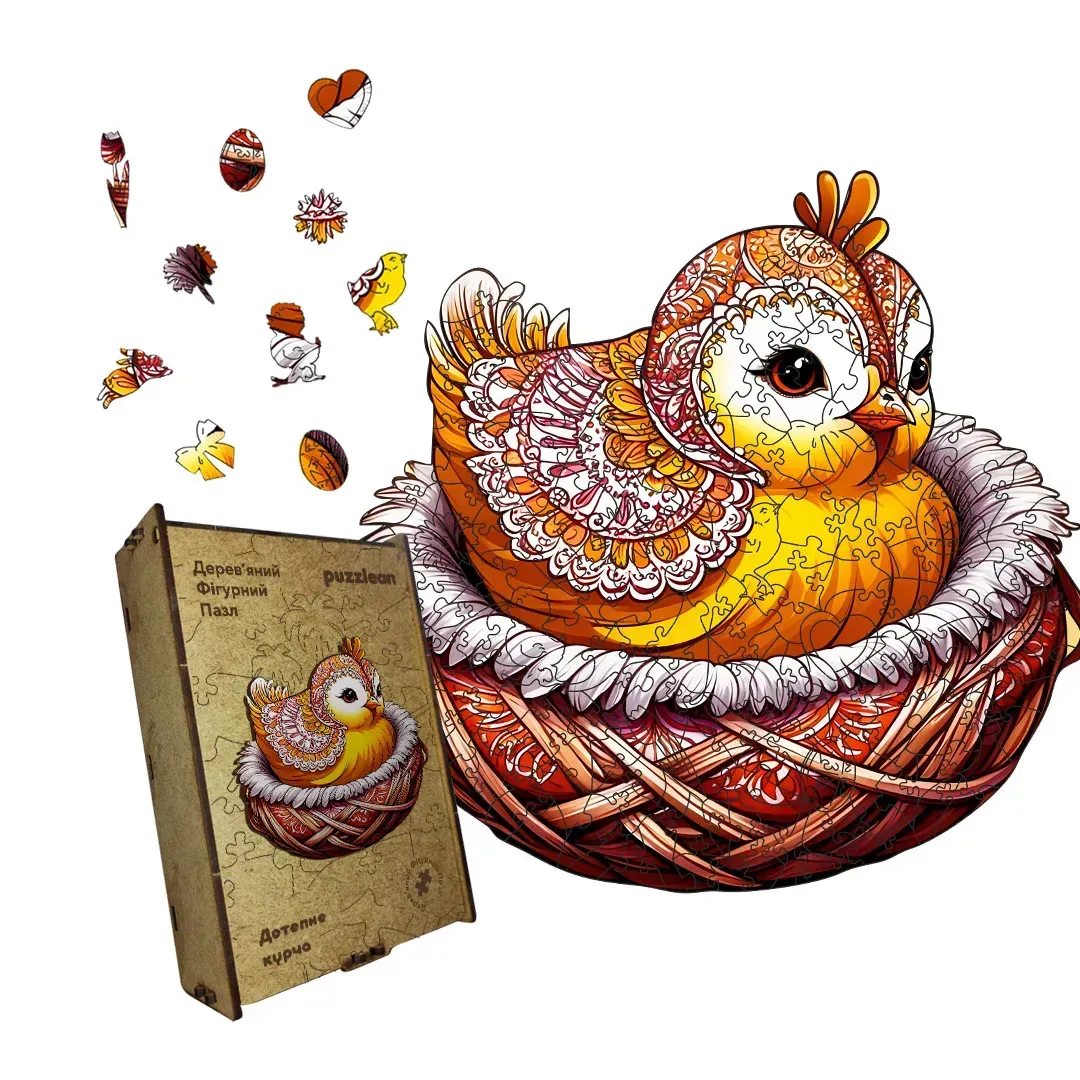 Пазл дерев'яний Дотепне Курча А5 картонна коробка 35 ел. (puzzlean-2025-KART-А5)