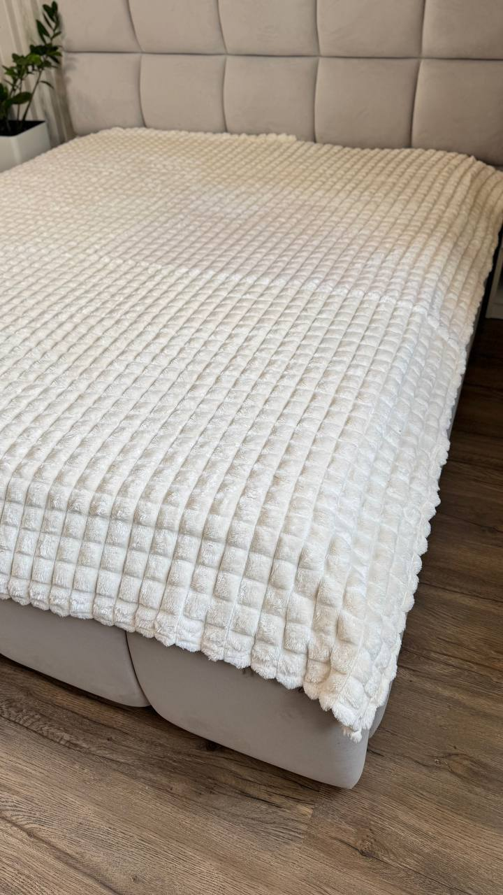 Плед кубик евро однотонный 200x220 см Белый