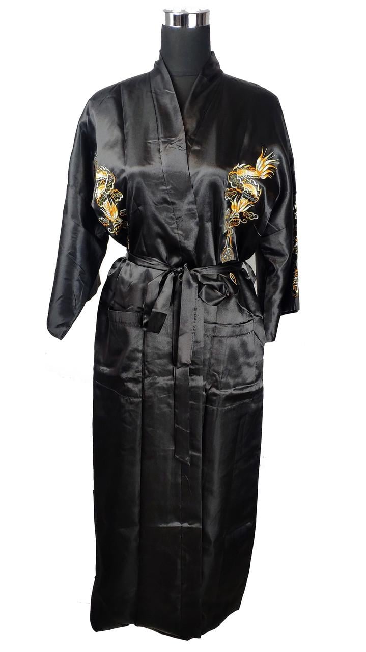 Женский халат с драконом р. 50-52 Черный (C3699)