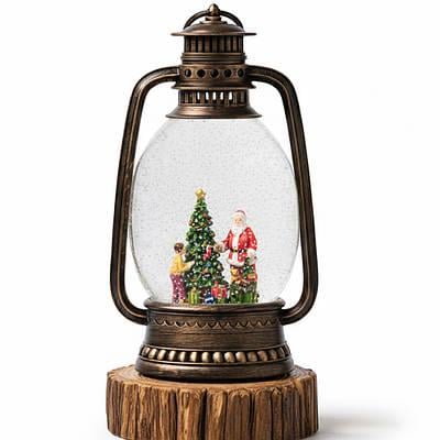 Ночник новогодний XMAS Санта с подарками LED-подсветка/эффект снегопада 28 см (MX-00009625)