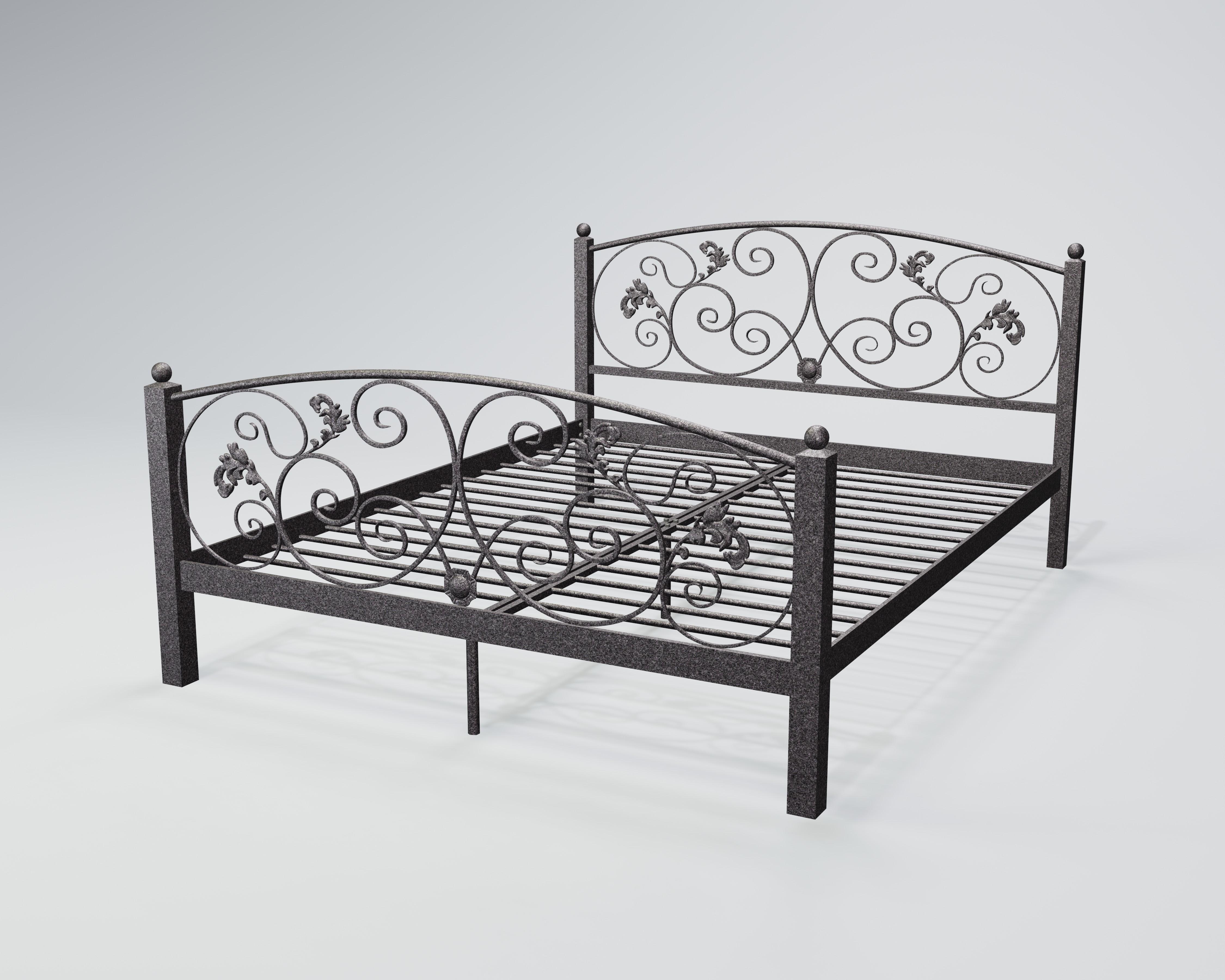 Кровать металлическая Магнолия 140x200 см Черный/Серебряный