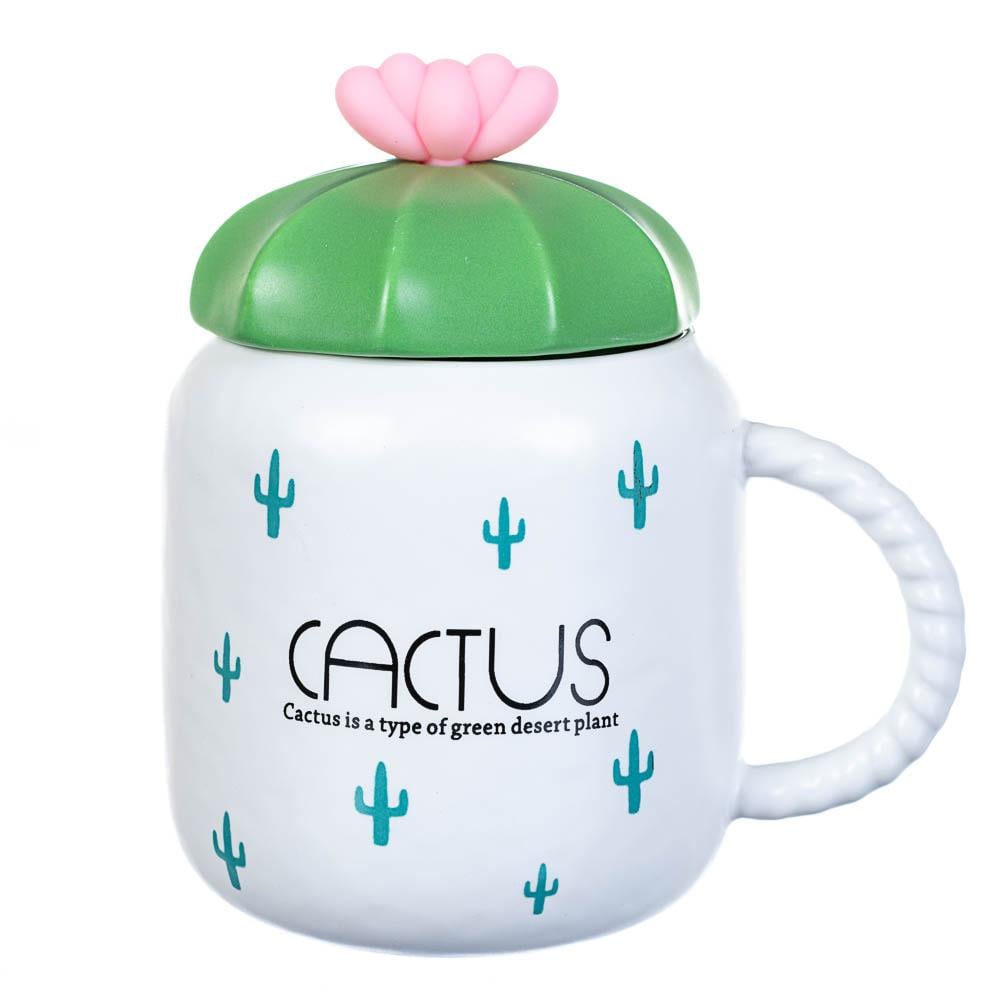 Кружка керамическая с крышкой Elisey Кактус3 400 мл (8200-010)