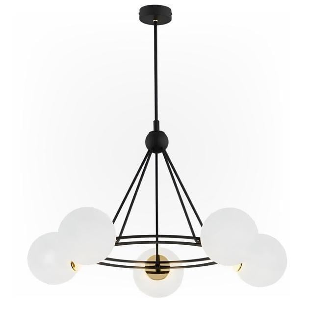 Люстра подвесная Sirius на пять стеклянных плафонов Е27 IP20 9715-5 BK+Copper Черный/Медный (28685725)