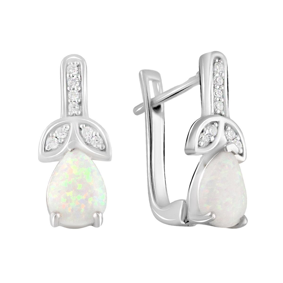 Сережки срібні з грушеподібним опалом Сережки срібні з грушеподібним опалом