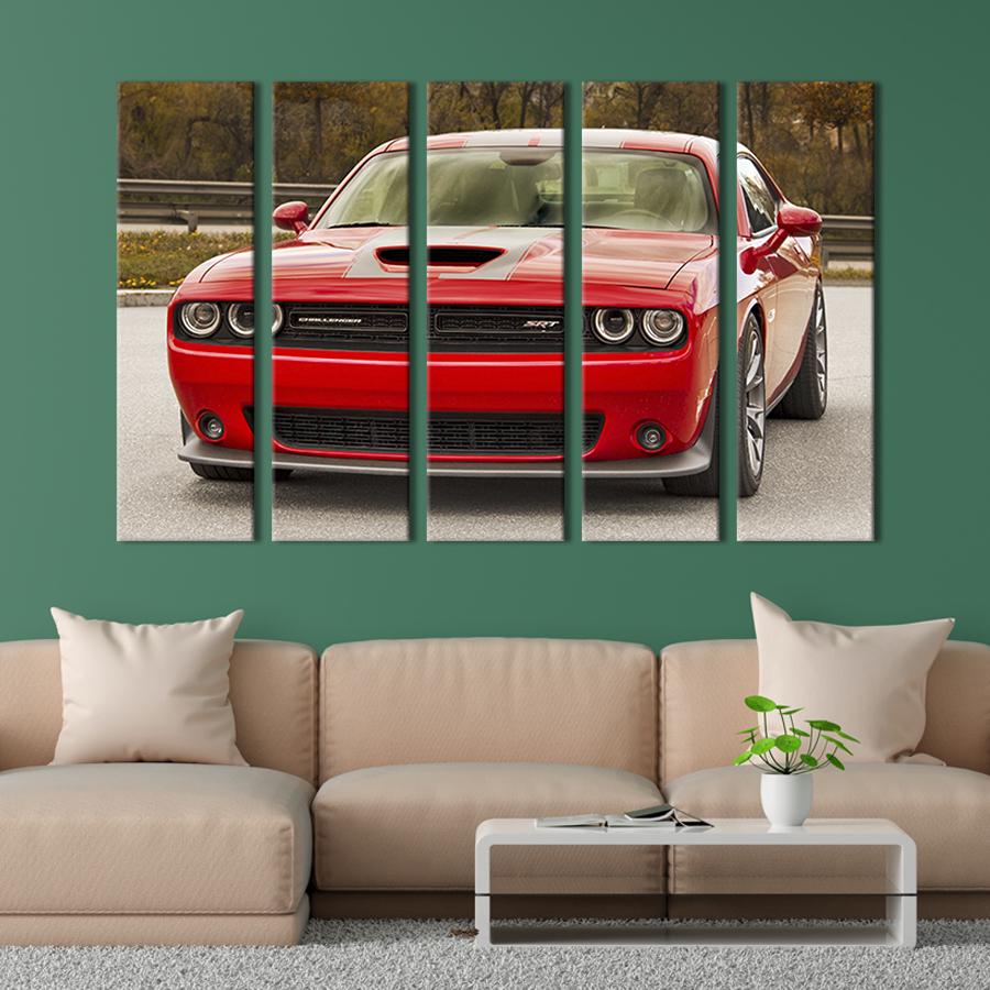 Модульная картина из 5 частей Роскошный красный Dodge challenger 87x50 см (118-51)