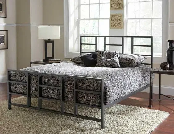 Кровать двухспальная Loft NS-796 металлическая с высоким изголовьем и низкой рамой (3075773195)