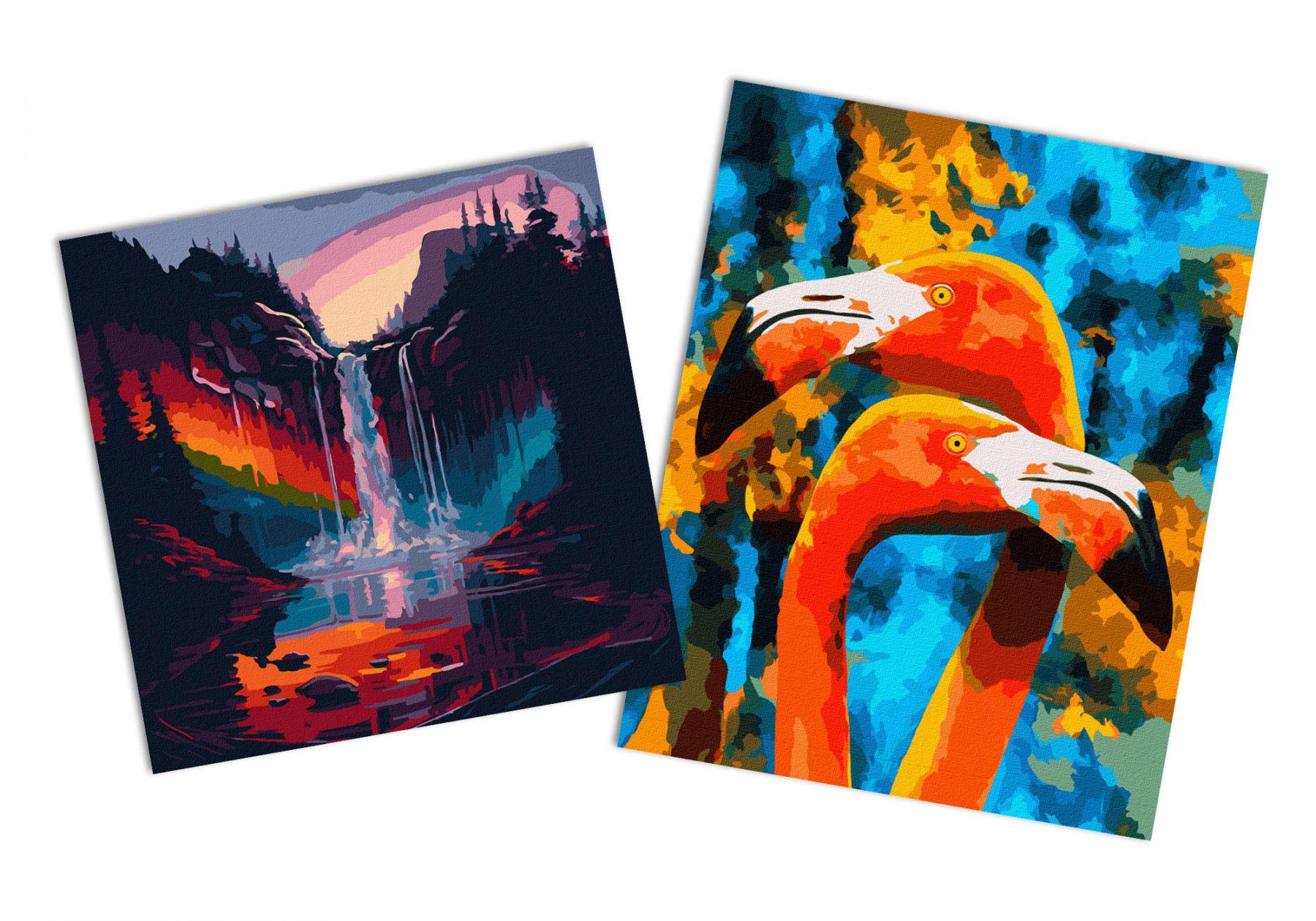 Набор картин по номерам Идейка 2в1 Оранжевые фламинго 40x50 см KHO4261 и Сказка наяву 40x40 см KHO5008 (CKHO6108)