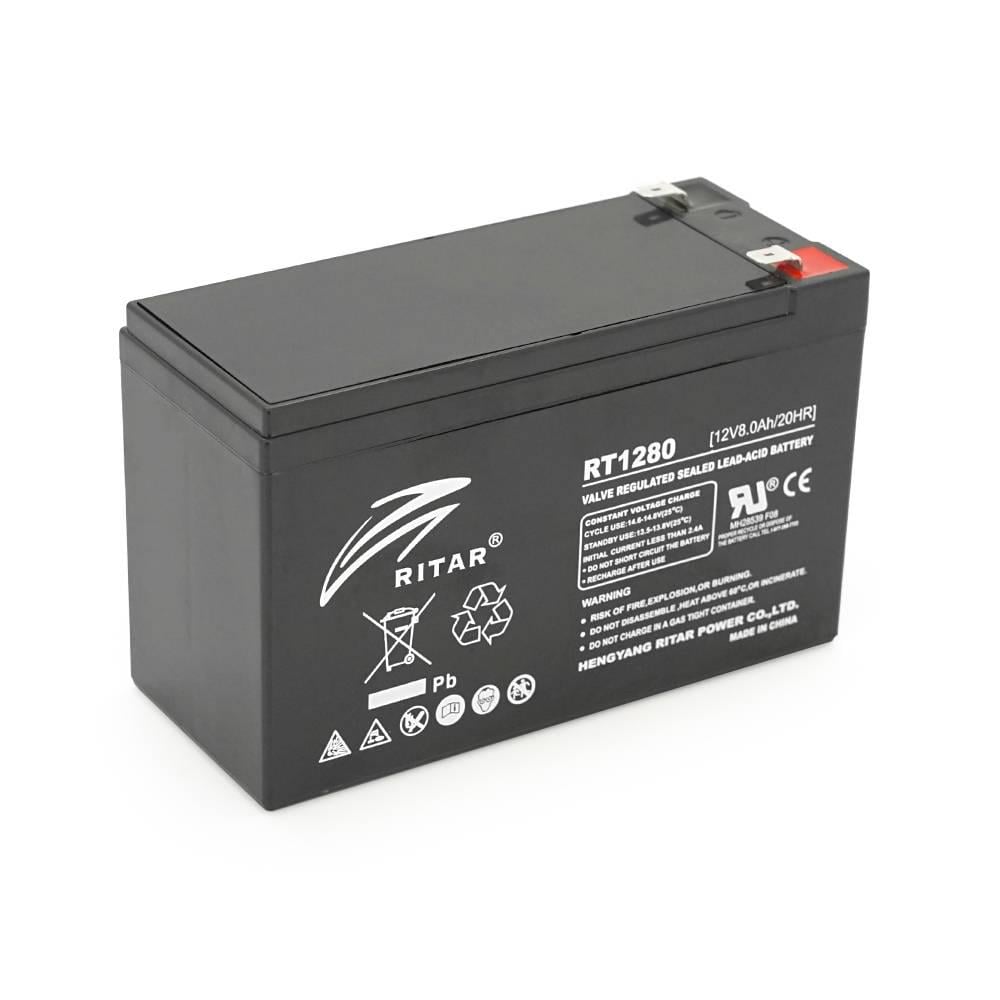 Батарея акумуляторна AGM RITAR RT1280 100 Q10 12V 8,0Ah 151x65x94 мм Black (39301)