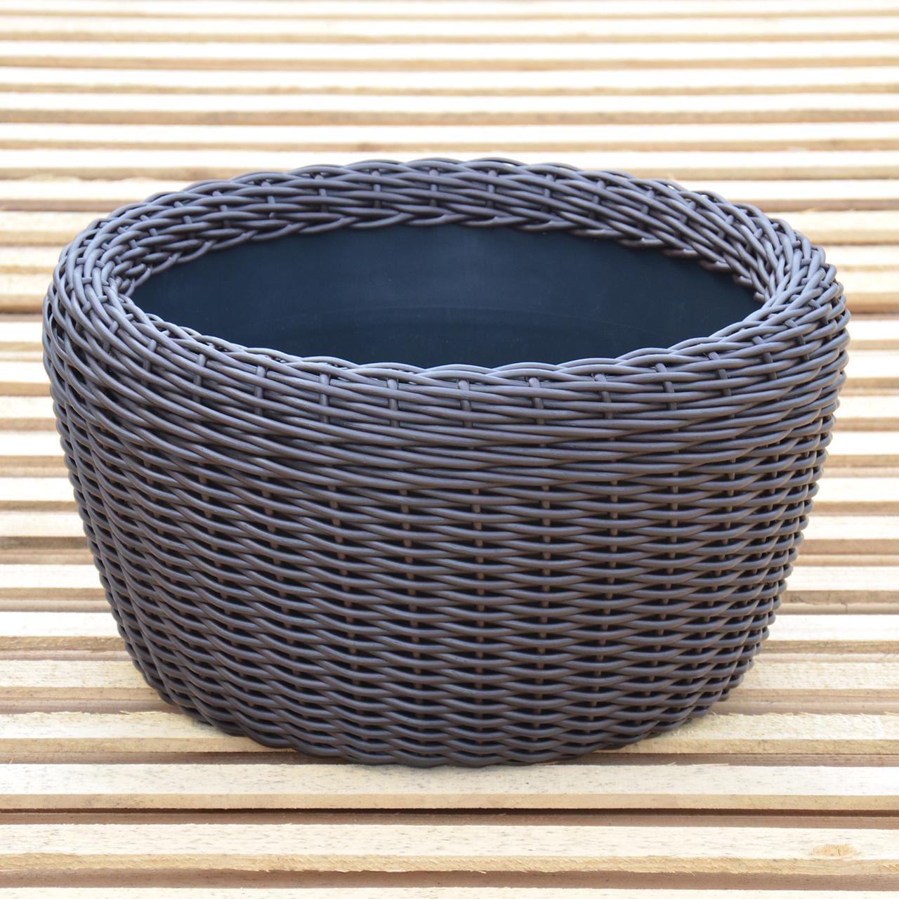 Кашпо велике для рослин та квітів з штучного ротангу/ручної роботи 45 л Венге (12343580) - фото 5 Кашпо велике для рослин та квітів з штучного ротангу/ручної роботи 45 л Венге (12343580) - фото 5