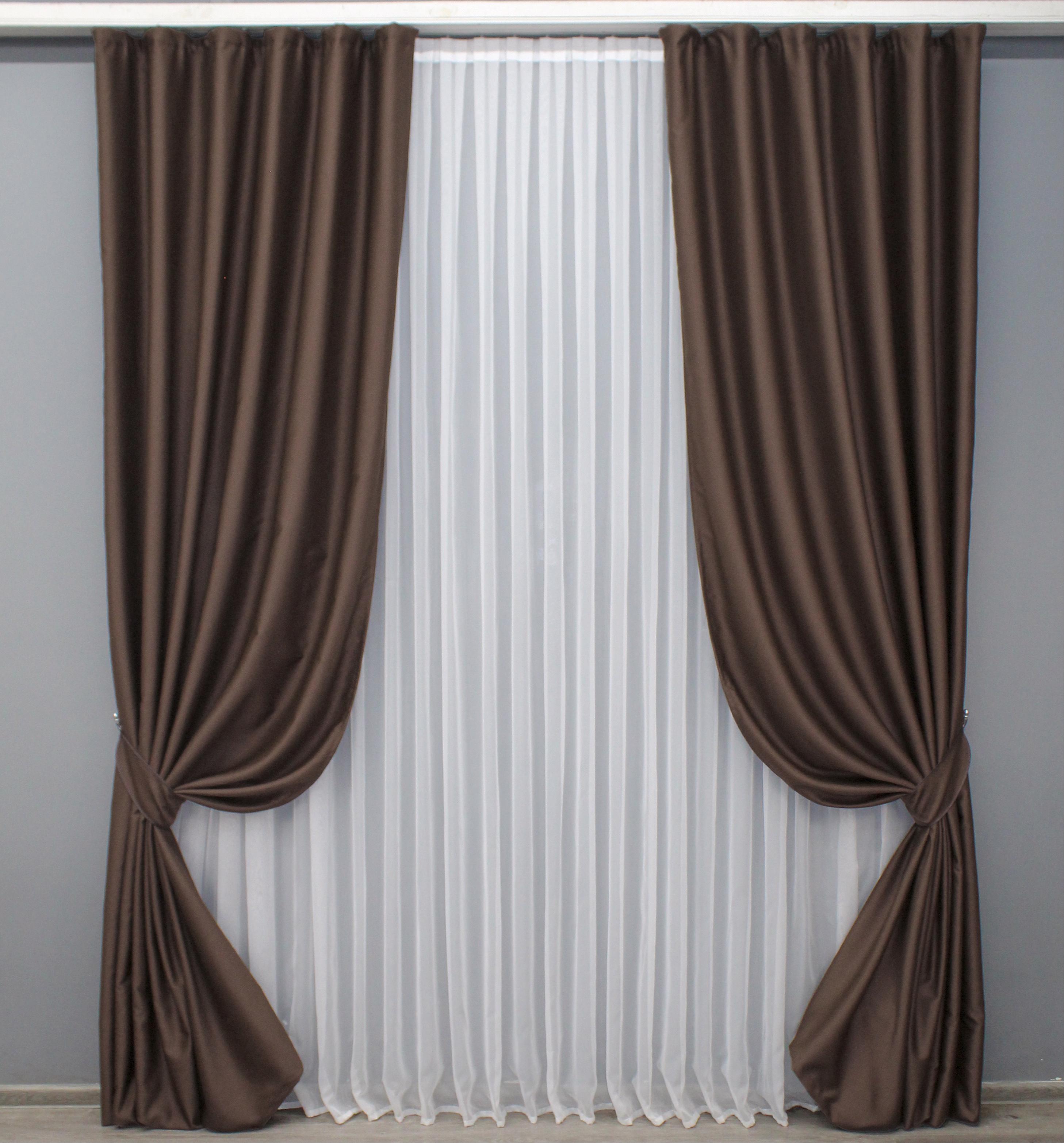 Комплект готовых штор VR-Textil Блекаут Bagema Rvs №1243ш 150х295 см 2 шт. Коричневый (33-0619) - фото 1 Комплект готовых штор VR-Textil Блекаут Bagema Rvs №1243ш 150х295 см 2 шт. Коричневый (33-0619) - фото 1